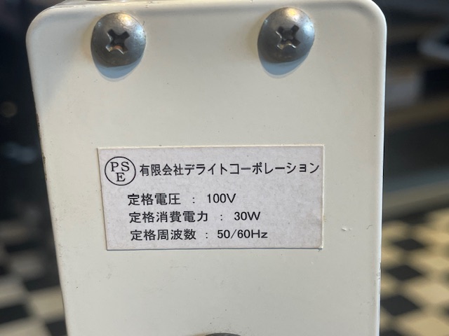 PSEマーク・定格電圧100V・消費電力30W｜MERCURYスタンドファンスペックラベル
