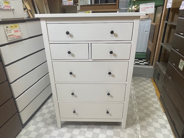 ニトリ ハイチェスト カーシー（Khasi）ホワイト全体像｜中古家具・リサイクルショップ八光・鹿児島市田上