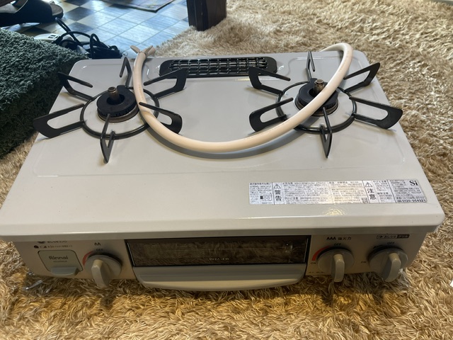リンナイ ガステーブル KG35NGRR 中古 本体全体・ガスホース付属（リサイクルショップ八光・鹿児島市田上）