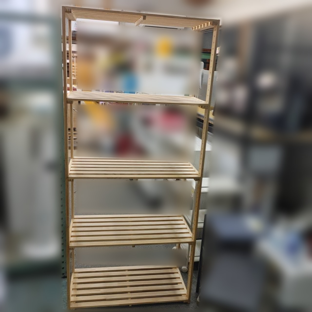 中古の木製オープンラック 幅82cm・高さ182cm(リサイクルショップ八光・鹿児島市田上)